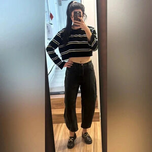 Alexander Wang Black and White Striped Long Sleeve Top